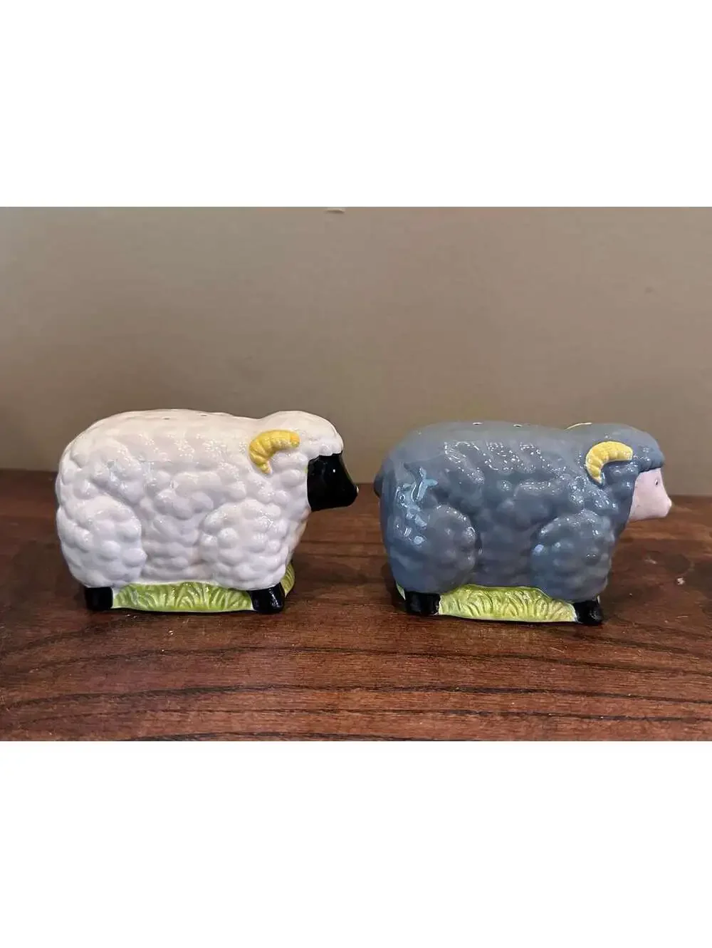 Vintage Gray and White Sheep Salt and Pepper Shakers Japan